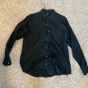 Black linen long sleeve dress shirt